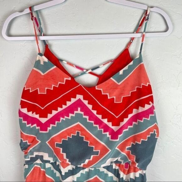 Myne 100% Silk Aztec Printed Mini Sheath Dress in Pink Red Women's Size Small - Picture 5 of 15